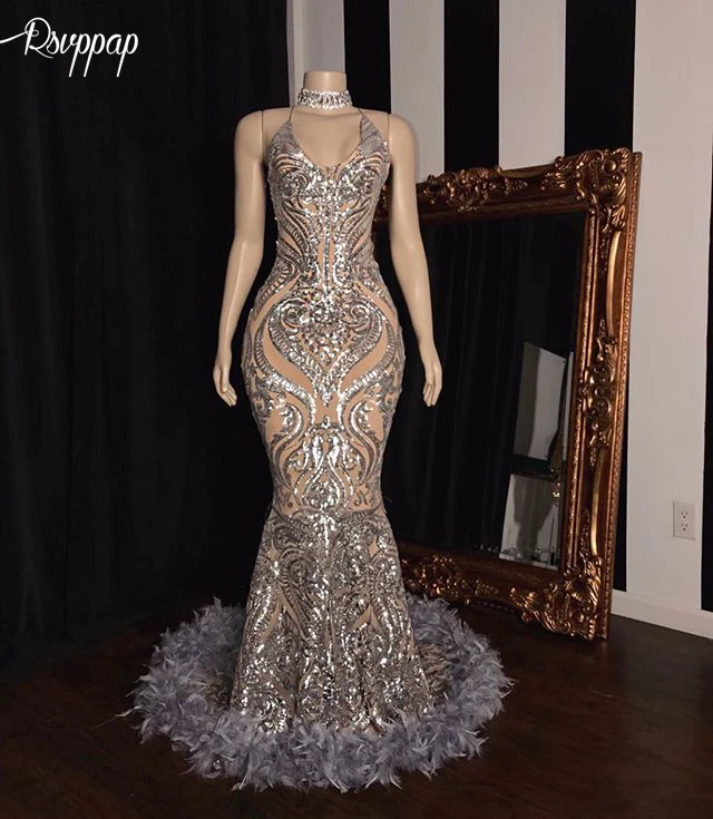 black prom dress with silver sequins