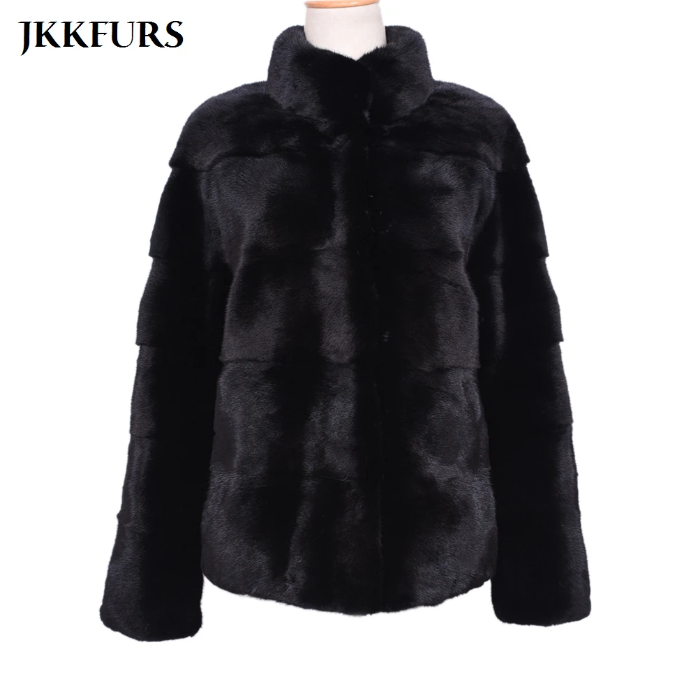 2021 New Mink Fur Coat Natural Genuine Mink Stand Collar Top Quality Imported Thick Warm Mink
