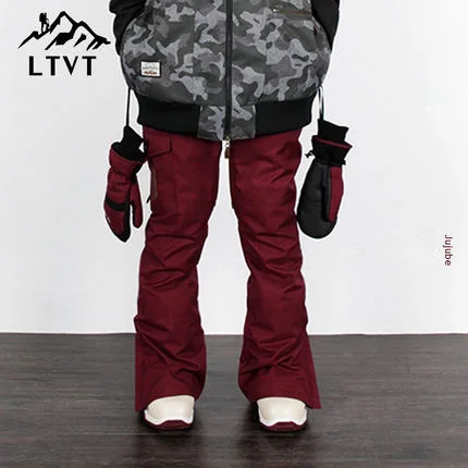 LTVT пара зимних лыжных штанов однобортные двойные штаны многоцветные стеганые теплые водонепроницаемые толстые мужские/женские лыжные штаны