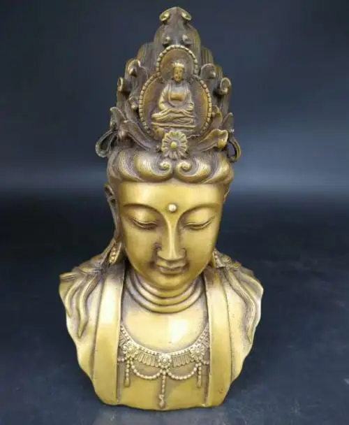 

Chinese fine copper carving Guanyin Dashi ornaments