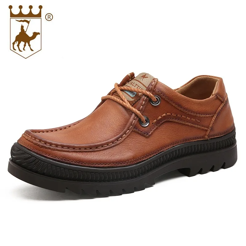 

BACKCAME Business Casual Men Shoes Ouutwear Comfortable Thick Hand Top Quality Genuine Leather Shoes Footwear Nonslip Rubber