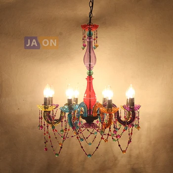 

led e14 Postmoder Iron Glass Crystal Corlorized LED Chandelier Chandelier Lighting LED Light LED Lamp For Foyer