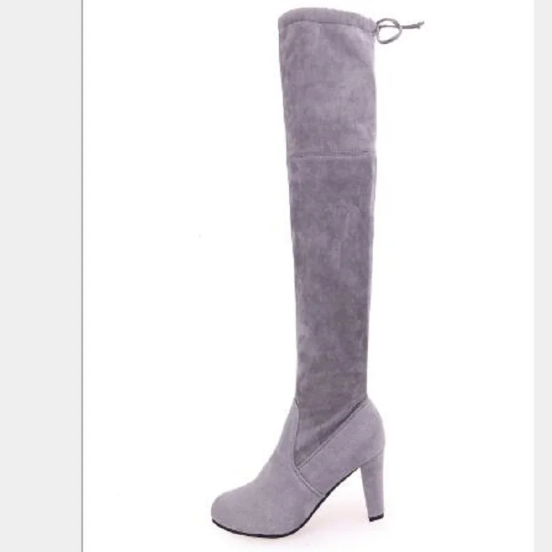

Women Autumn Winter Pointed Toe Over the Knee High Heels Knight Flock Cross-tied Plus Size Fashion Long Boots 20181110