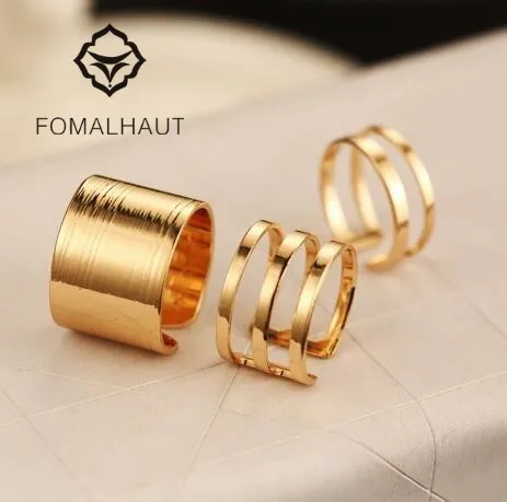 

Hot Sale FOMALHAUT Vintage Punk Gold & Silver Color Geometric Triangle Mid Finger Rings 3pcs/Set wedding rings open ring