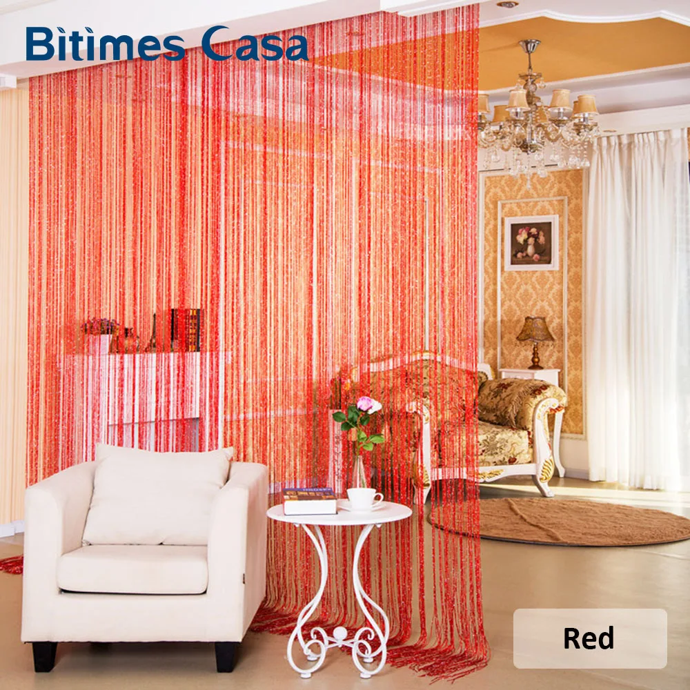 Silver Tinsel Tassel String Line Curtain With Glitter Sequins 100*200CM