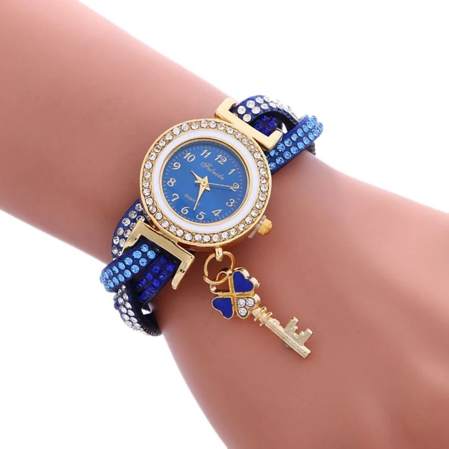

Women Dress Watches Fashion Lady Wrap Around Padlock Rhinestone Bracelet Quartz Wrist Watch Relogio Feminino Clock 2018