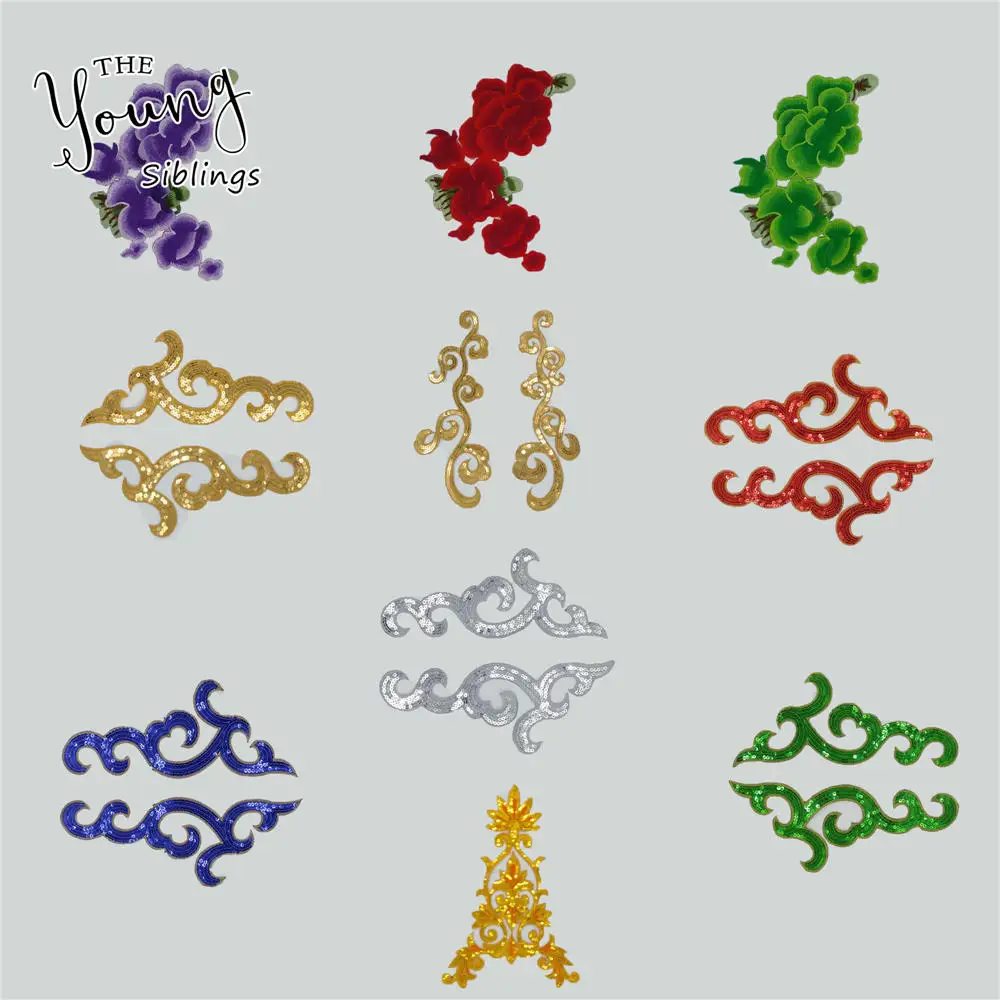 

Fashion Embroidered Applique Sequin Iron on patches Sewing Fabric Badges Sticker DIY Clothing Decoration Accessories C6741-C6756
