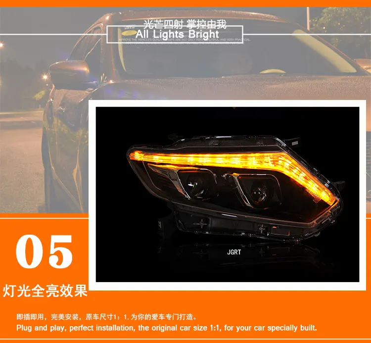 Автомобиль Стиль светодиодный фары для Nissan X-Trail 2014-2015 для X-Trail фара светодиодный объектив двойной луч H7 Ксеноновые bi Xenon объектива