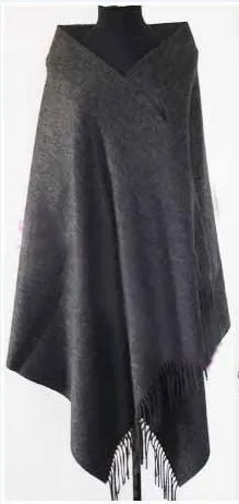 

Winter Stylish Dark Gray Ladies' 100% Wool Cape Fringe Long Muffler Solid Color Tippet Wrap Dropshipping Size 180*72cm