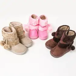 Милые ботинки для девочек, новая детская зимняя обувь, модные ботинки принцессы, детские плюшевые зимние ботинки для девочек, мягкая обувь