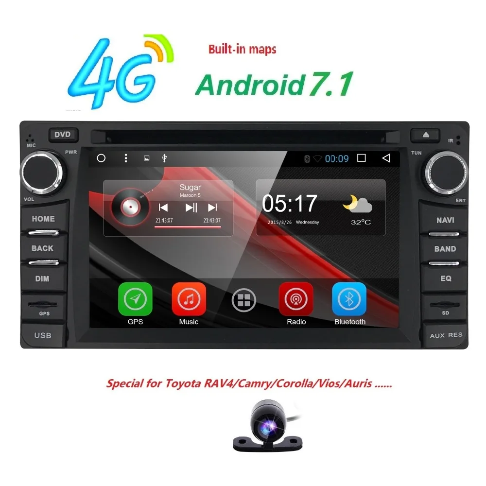 

1GB RAM 16GB ROM Android 7.1 Car DVD Head Multimedia GPS Radio For Old Toyota Crown Previa Tundra Sequoia SWC DVR DAB HD-DVB-T2