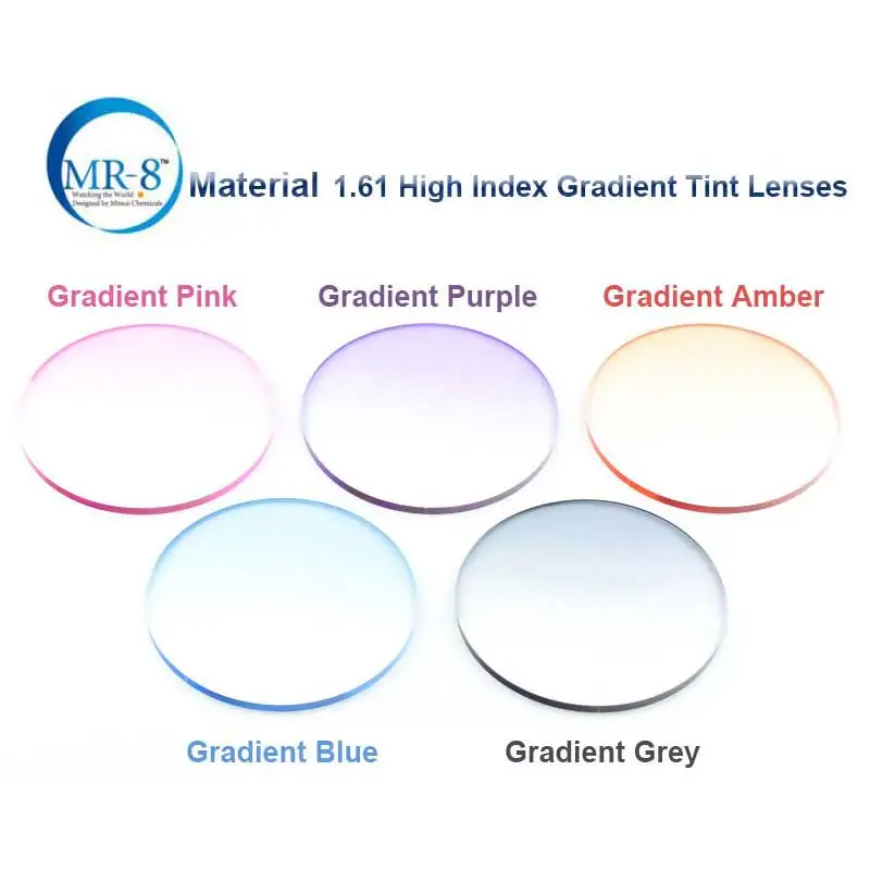 1.61 High Index MR-8 Super-Tough Gradient Tint HMC EMI Asphere Anti UV Myopia Hyperopia Prescription Lenses | Аксессуары для