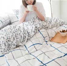 Cute plaid single double bedding sets adult teen boy,cotton twin full queen king bedclothes bed linen pillow cases quilt cover
