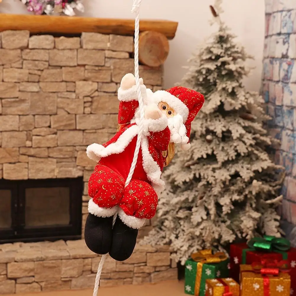

30cm Cute Santa Claus Climbing Rope Hanging Ornament Funny Christmas Gift Market Showcase Decoration