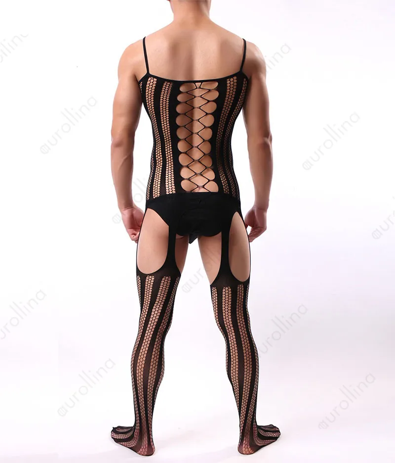 Black Bodystocking Lingerie For Men Tall Male Cross Dresser Nylon
