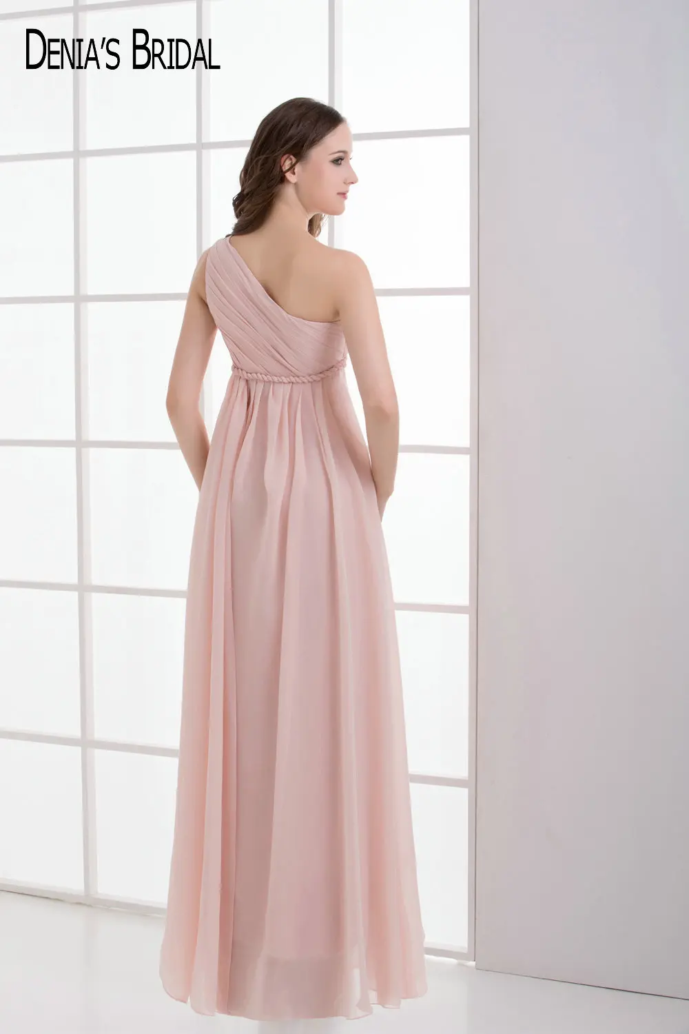 2017 простые элегантные розовые Формальные Свадебные платья трапециевидной формы с вырезом на шее шифоновые длинные свадебные платья
