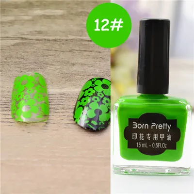 BORN PRETTY 15 мл/6 мл чистые цвета ногтей лак для стемпинга сладкий стиль стемпинг ногтей покрытие 72 Цвета Доступные лаки для ногтей - Цвет: 15ml Color 12