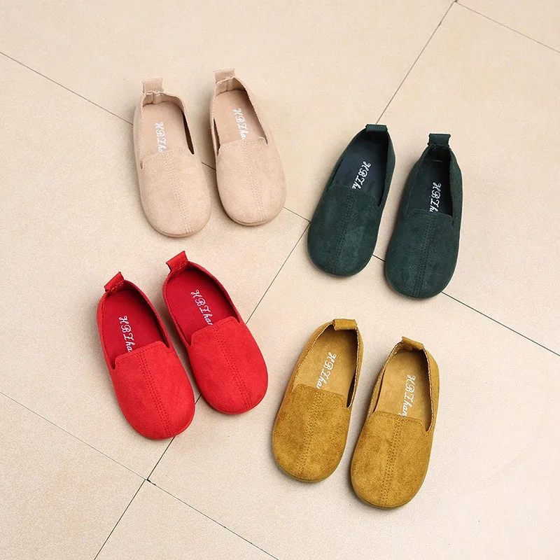 

Autumn children's shoes 2018 new children's leather shoes boy and girls' suede cloth soft-sole skid dancingprincess shoes