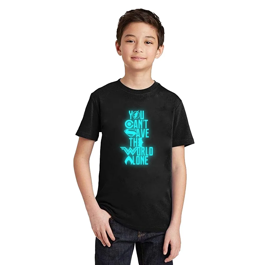

LYTLM Justice League Tshirt Girl Superman Batman Wonder Woman Flash Aquaman Cyborg Boys T Shirt Super Heroes Boys Shirts Size 12