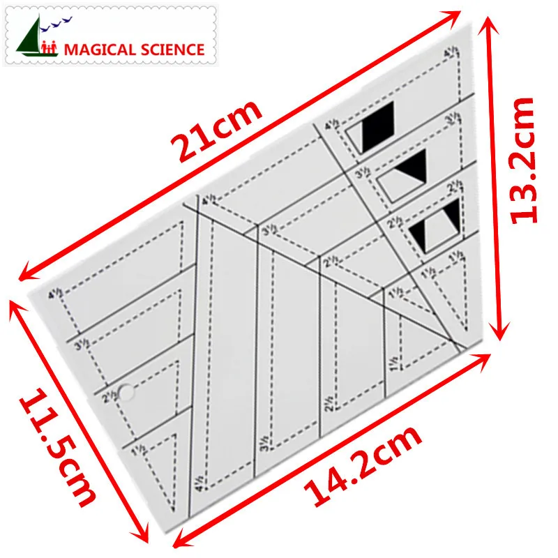 Patchwork ruler Transparent acrylic Trapezoid triangle Rhombus Diamond shape 1/4 inch seam allowance Cloth art DIY sewing tools |