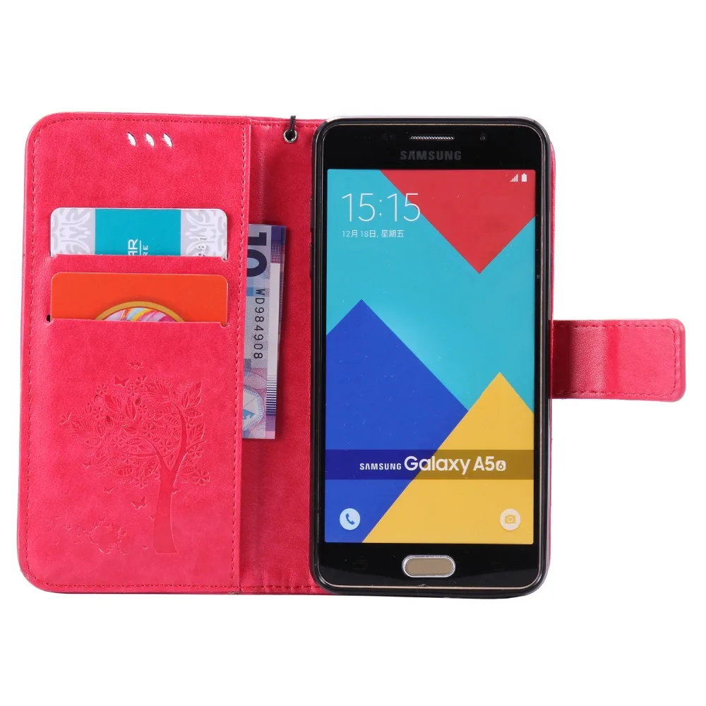 Кожаный чехол для samsung Galaxy A5 A510 A510F чехол для coque samsung A7 A710F дерево Чехлы для мобильного телефона+ держатель для карт чехол