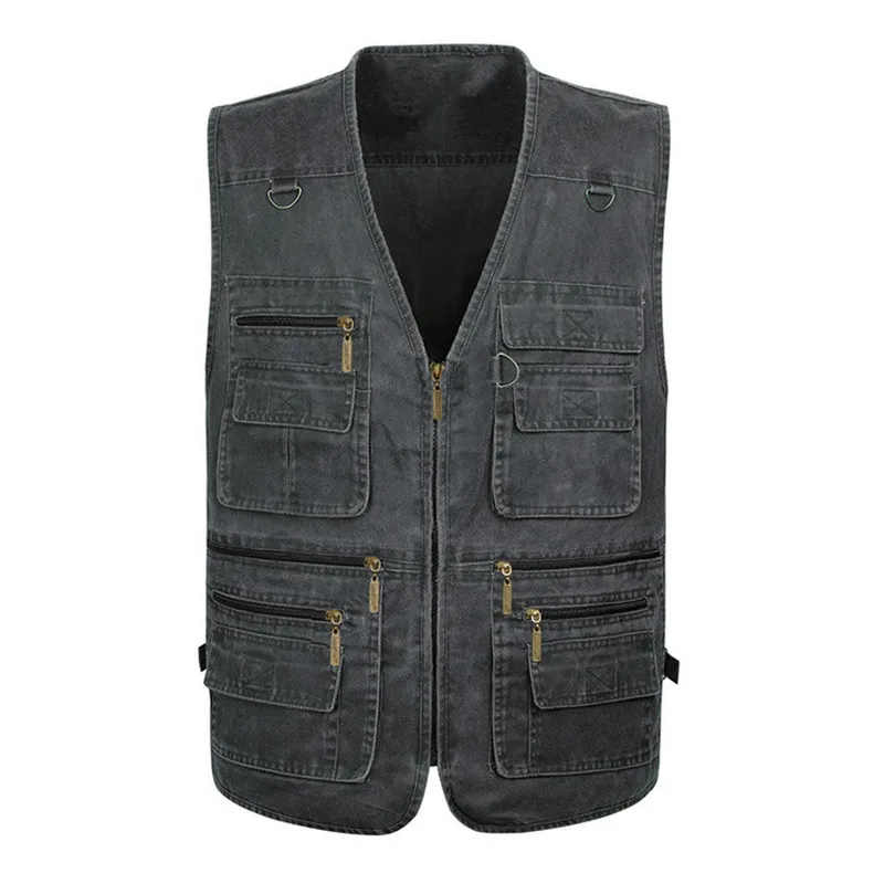 TACVASEN Denim Vest Men Big Size Travel Vest Outdoor Cooling Hiking Vest Photographer Waistcoat Cowboy Vest Summer Hunting Vests