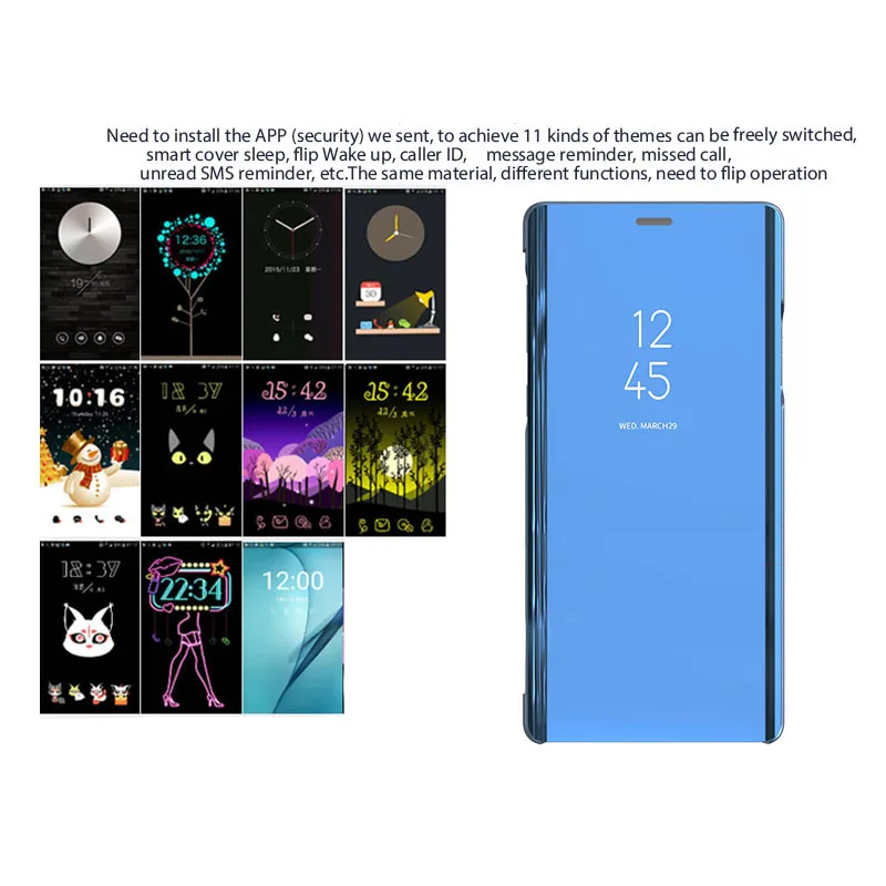 Зеркальный флип-чехол для телефона с покрытием для samsung Galaxy A7 A6 A6+ A8 Plus A9 A750, роскошный защитный чехол с подставкой, 50 шт./лот