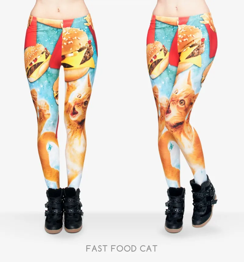 cat leggings Забавные Леггинсы для женщин и девочек, Забавные 3D Леггинсы для девочек - Цвет: cat leggings