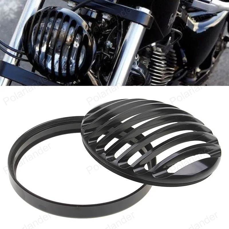 Мотоциклетные фары Защита черный 5 3/" AluminumMotorcycle фара Гриль Крышка для Har-leySportster XL 883 1200