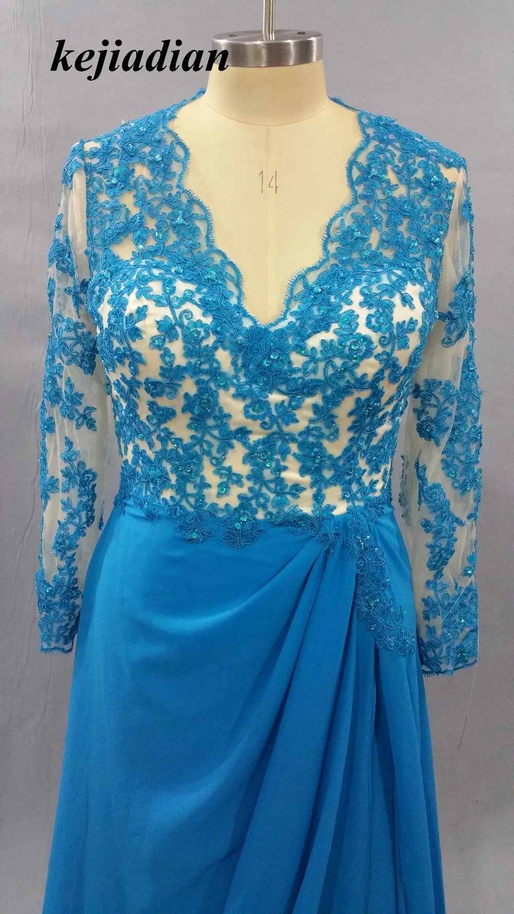 Robe de soiree синяя Длинные рукава вечерние платья, аппликации из кружева вечерние платья с бисером платья для матери невесты