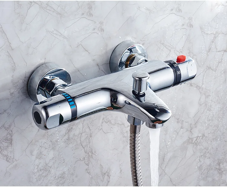 Настенный хромированный термостатический душевой смеситель термостатический кран смесители для душа, автоматическая температура регулирующий водяной клапан