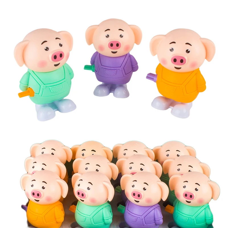 Cute piggy Creative Chain Clockwork Toy Children Cartoon Animal Chain Small Toy Baby with Clockwork Rotating Fun Interactive