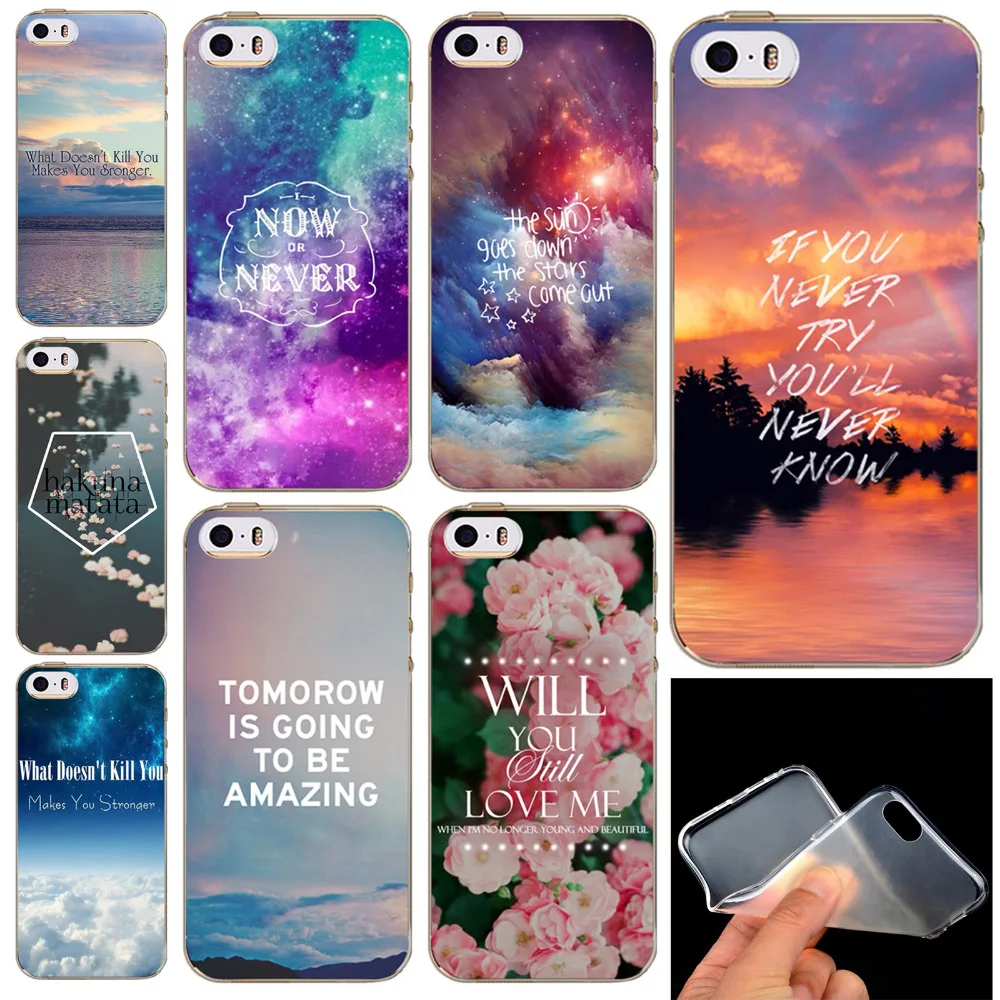 Back case for iPhone 5 5s SE Colorful Flowers Scenery City Painted Soft Silicone Transparent TPU Phone Case cover Back Skin