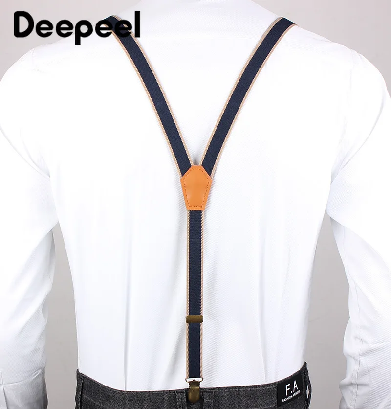 Deepeel 1 шт. 2X110 см винтажный эластичный ремень унисекс Модные узкие подтяжки 3 зажим эластичная лента Регулируемый джинсовый костюм подтяжки