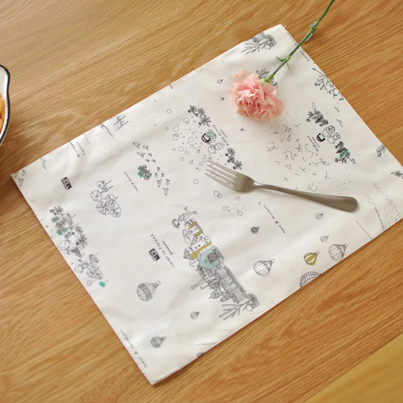 Korean Double Layer Cotton Insulation Placemats Cloth Napkins Coasters