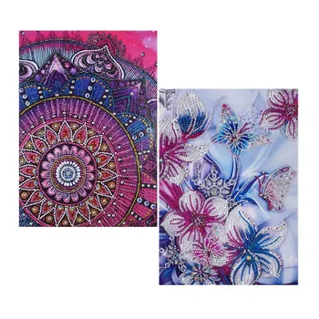 

2Pcs/Set Diamond Painting DIY Colors Persian Round Flower Pattern Simple 5D Drill Arts Craft Rhinestone Diamond Embroidery