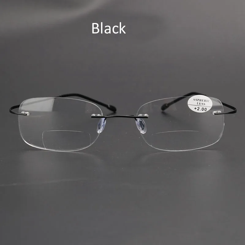 WEARKAPER 1,0-3,5 сверхлегкие бифокальные титановые очки для чтения женские пресбиопические очки для мужских очков диоптрий - Цвет оправы: Черный
