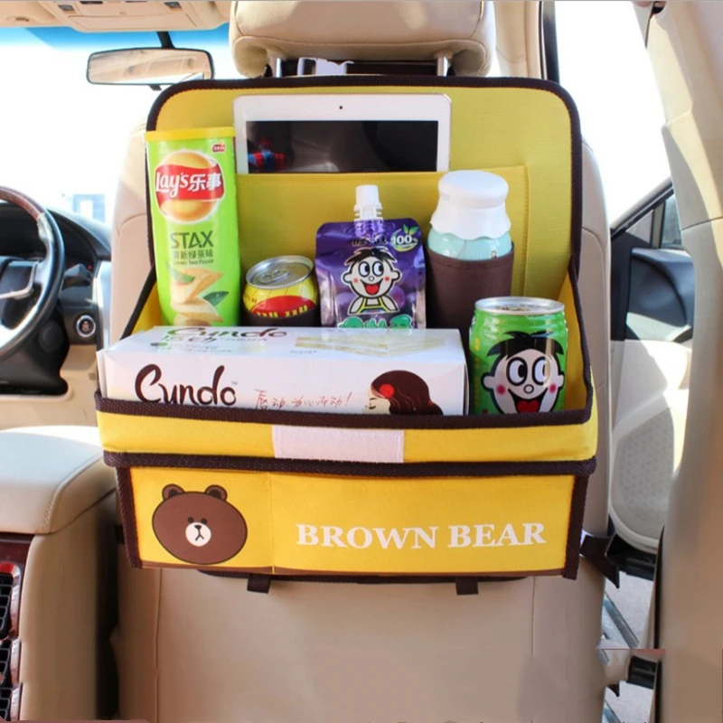 Автомобильный органайзер для детей из мультфильма Оксфорд, автомобильные органайзеры на заднем сиденье, детский обеденный стол, коробка для хранения, органайзер, автомобильные аксессуары - Название цвета: brown bear