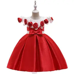 Новинка, стильное платье трапециевидной формы с цветком ручной работы для девочек, платье для выпускного вечера, платья для первого