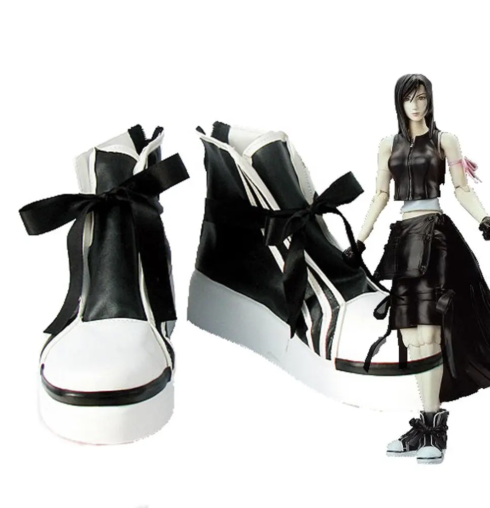 Telacos Final Fantasy VII FF7 Tifa Lockhart Cosplay Shoes Boots Custom Made Orange
