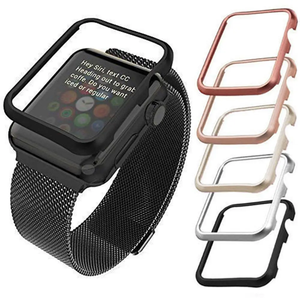 

Aluminum Alloy Frame Metal Shell Protective Case For iwatch Apple Watch Series 1/2/3 38mm 42mm Screen Protector Cover Protection