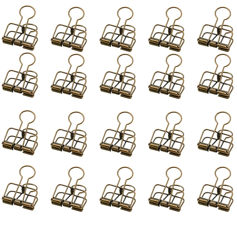 

Color Hollow Out Paper Binder Clip Invoice Bill Clip Office Supplies Pack of 20(Bronze)