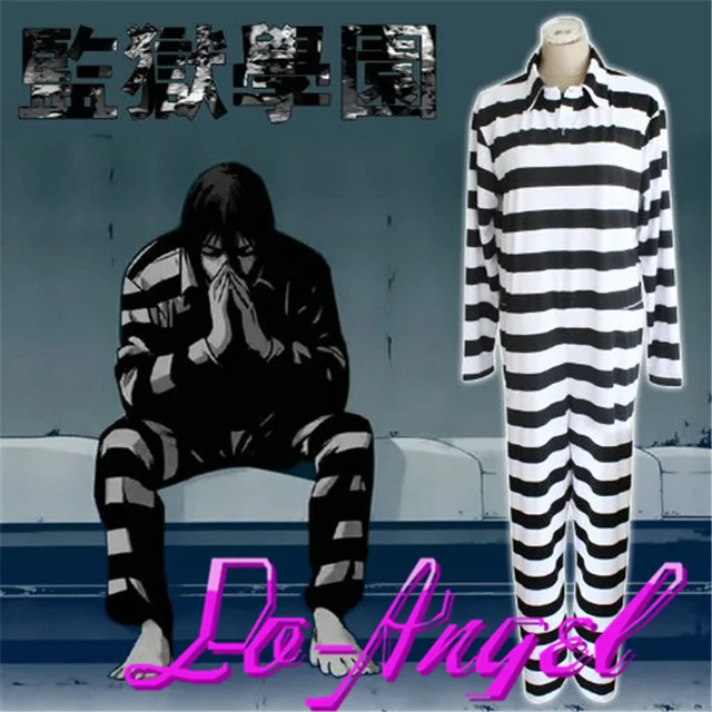 black and white striped prison jumpsuit