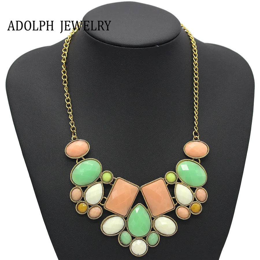 

ADOLPH Jewelry 2014 New 5 Colors Vintage Jewelry Wholesale Gem Choker Charm Statement Retro Necklaces & Pendants Gift 124