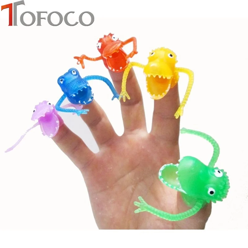 

TOFOCO Silicone Mini Dinosaur Finger Puppets Cute Funny Story Toys Novelty Animal Dolls Random Multi-color