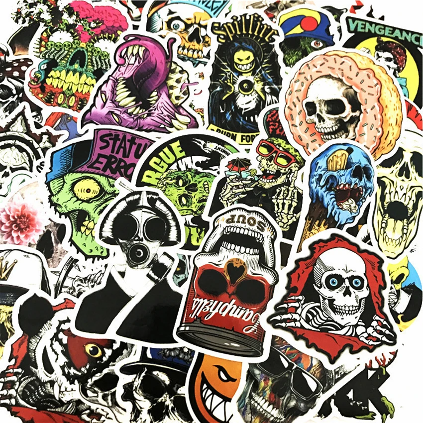 50 шт. панк наклейка с изображением скелета граффити Череп Рок мотоцикл наклейка s to DIY Скрапбукинг ноутбук чемодан для скейтборда гитара автомобиль