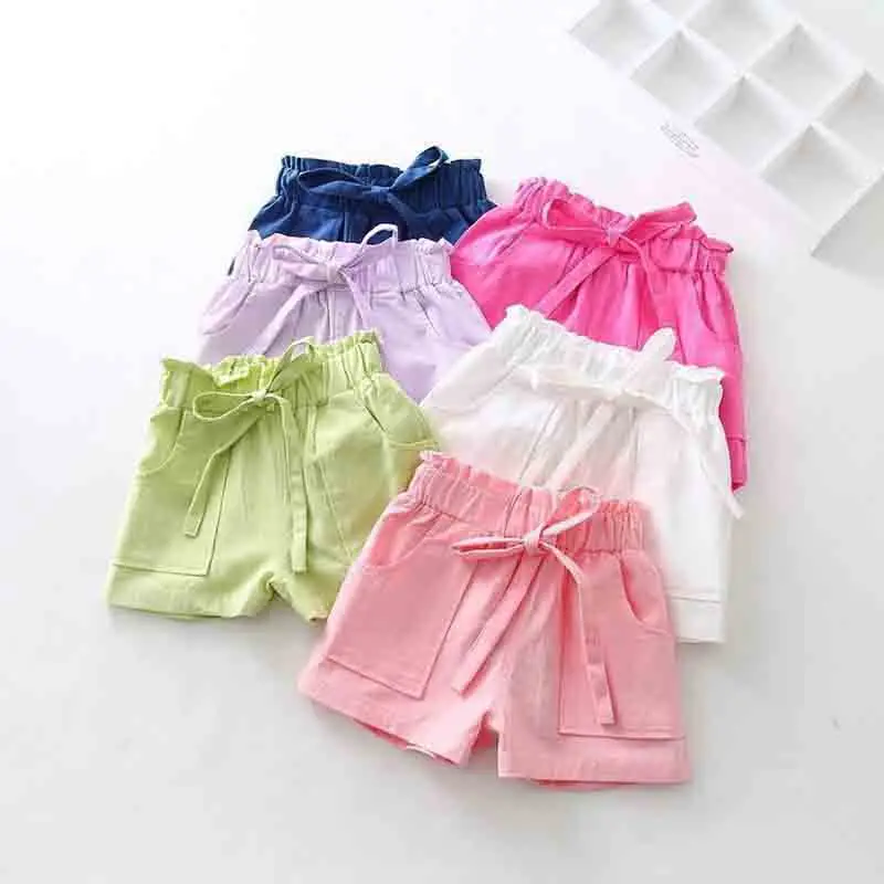 

2019 Summer Kids Cotton And Linen Hot Pants Beach Party Girls Shorts Mosquito Short Pants fille Bermudas Pantalones Cortos