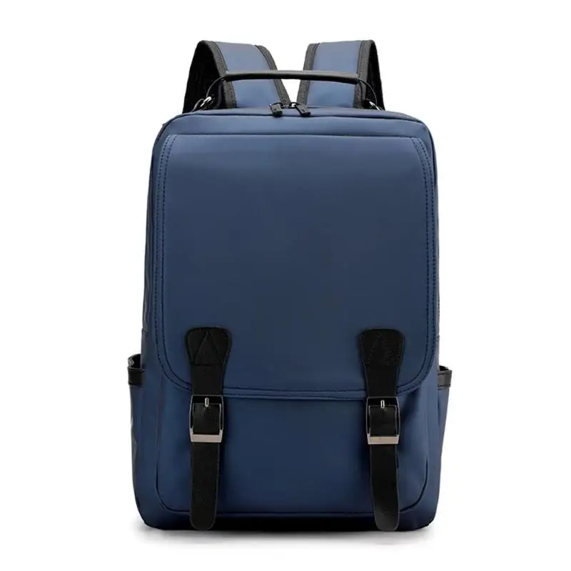 Профессиональный мужской деловой рюкзак для путешествий, водонепроницаемый тонкий рюкзак для ноутбука, школьная сумка, офисный мужской рюкзак, кожаная сумка - Цвет: Синий