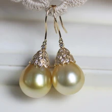 Women Gift word 925 Sterling silver real  Nanyang seawater pearl earrings light subtle atmosphere elegant natural deep g