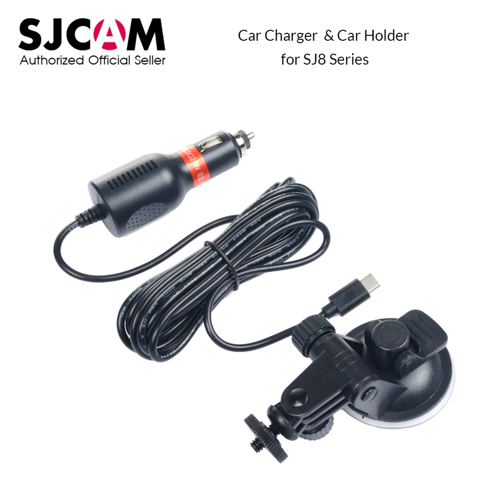 

SJCAM Type C Car Charger Mount + Suction Cup Bracket Car Holder for SJ8 Pro/Plus/Air SJ9 Strike SJ9 Max 4K Action Sports Camera